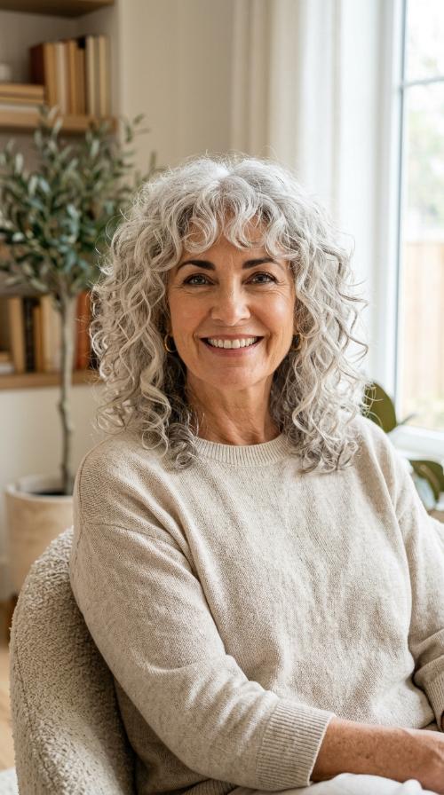 Curly Shag with Layered Bangs
