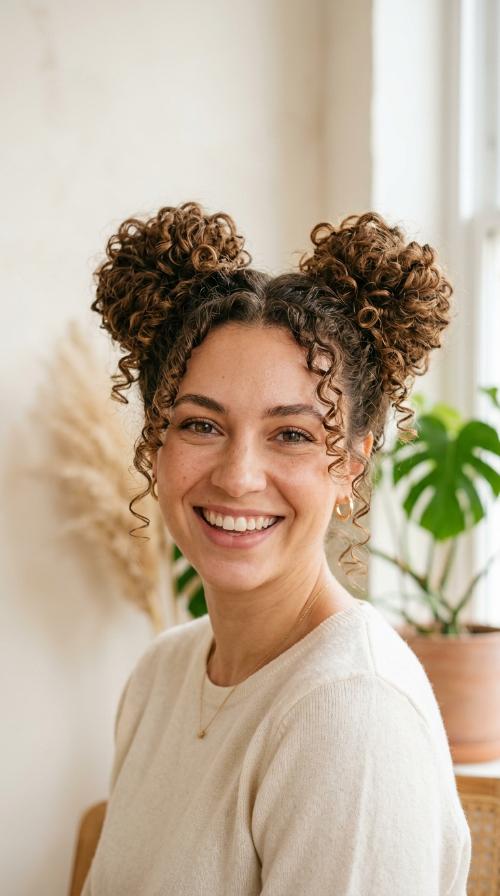 Curly Space Bun Duo