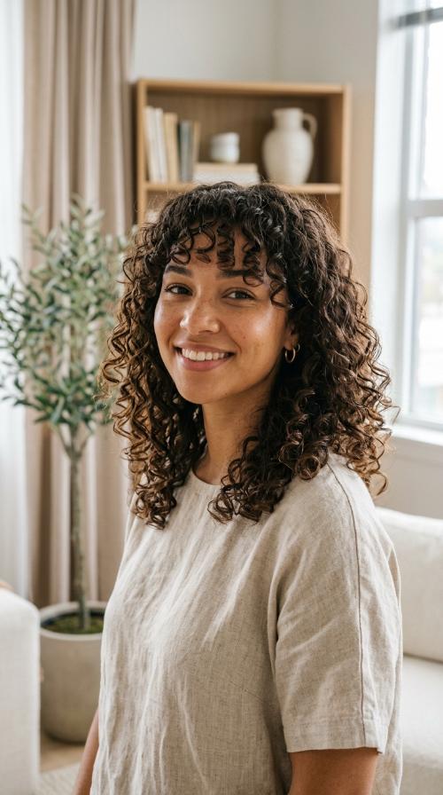 Curly Texture Curtain Bangs