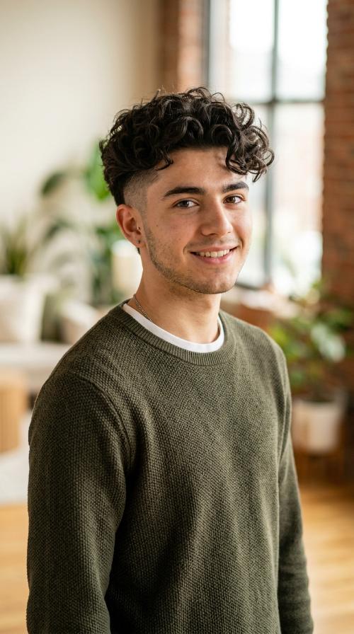 Curly Top with Shaved Sides