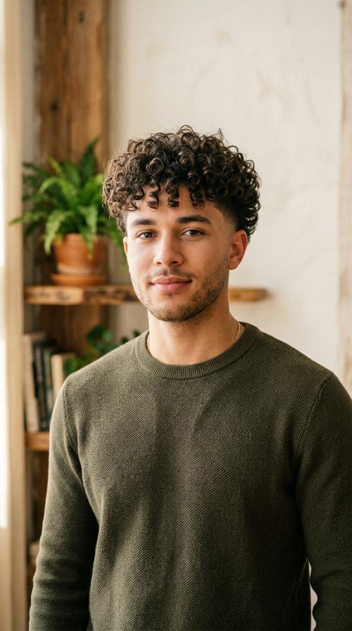 Curly Top with Tapered Sides