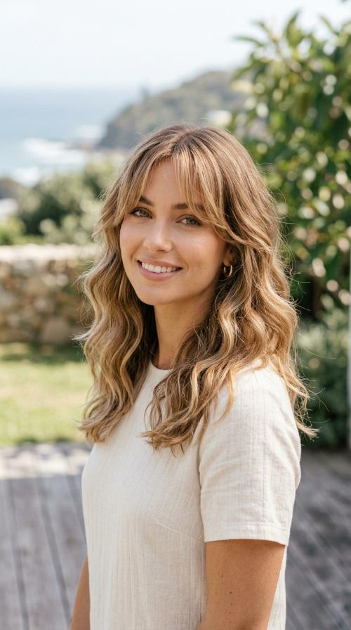 Curtain Bangs and Beachy Waves