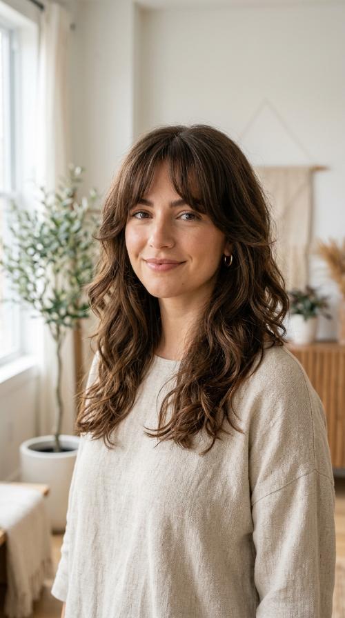 Curtain Bangs with Layered Ends