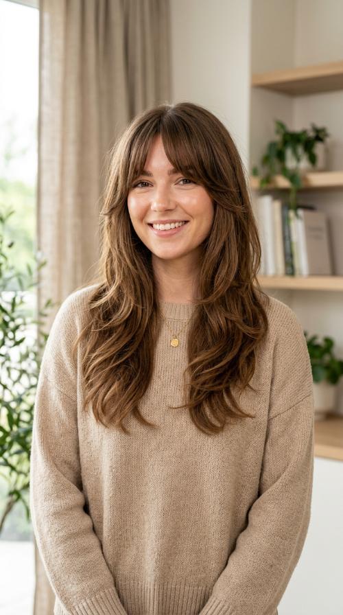 Curtain Bangs with Long Layers