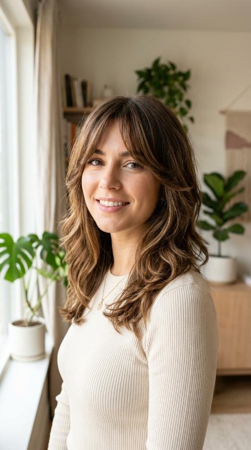 Curtain Bangs with Seamless Blending