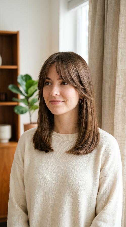 Curtain Bangs with Straight Ends