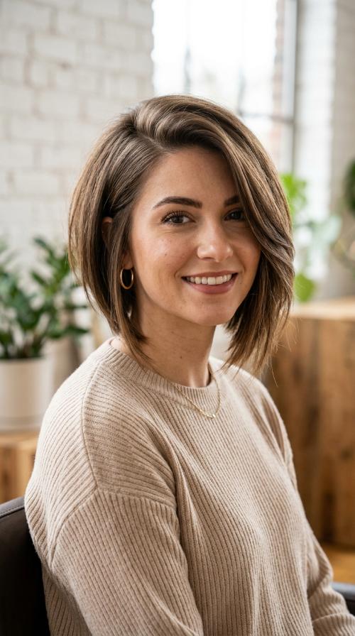 Deep Side Part Inverted Bob
