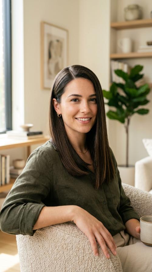 Deep Side Part Straight Cut