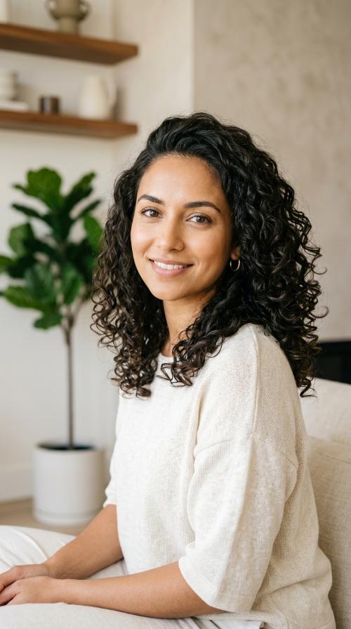 Deep Side Part with Defined Curls