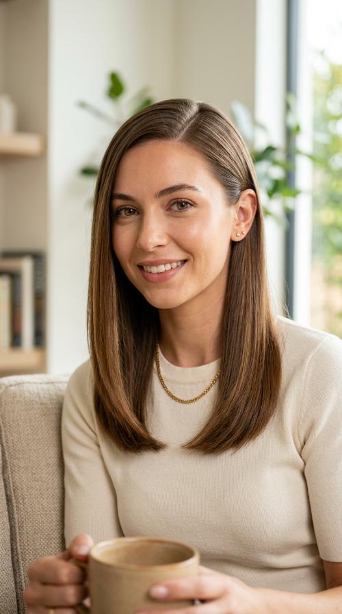 Deep Side Part with Sleek Tuck