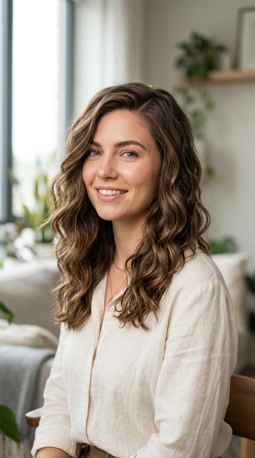 Deep Side Part with Texture Spray