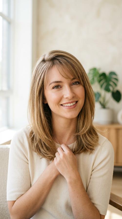 Deep Side Part with Wispy Fringe