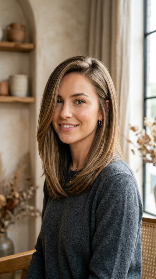 Deep Side-Parted Shoulder Cut