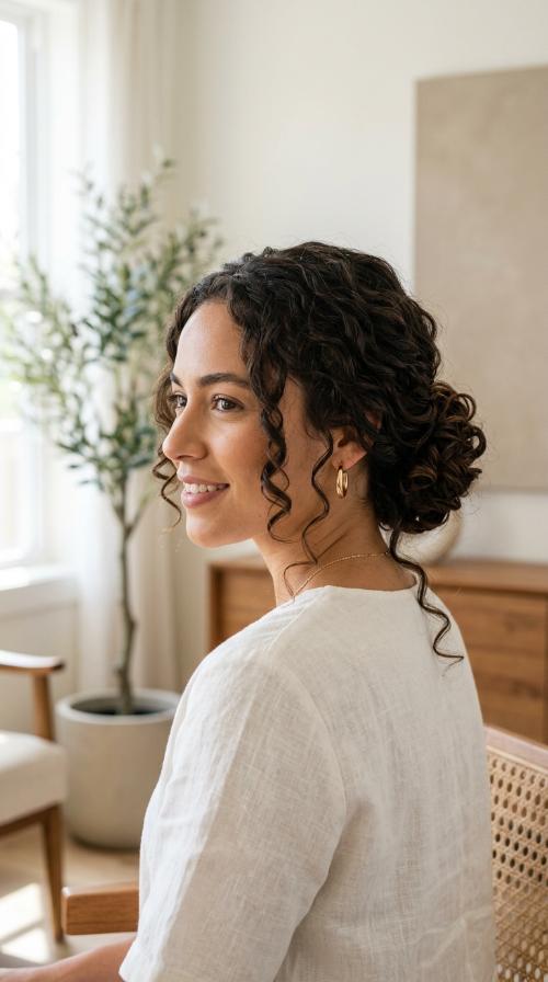 Defined Low Bun with Tendrils