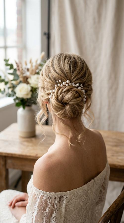 Donut Bun with Pearl Accents