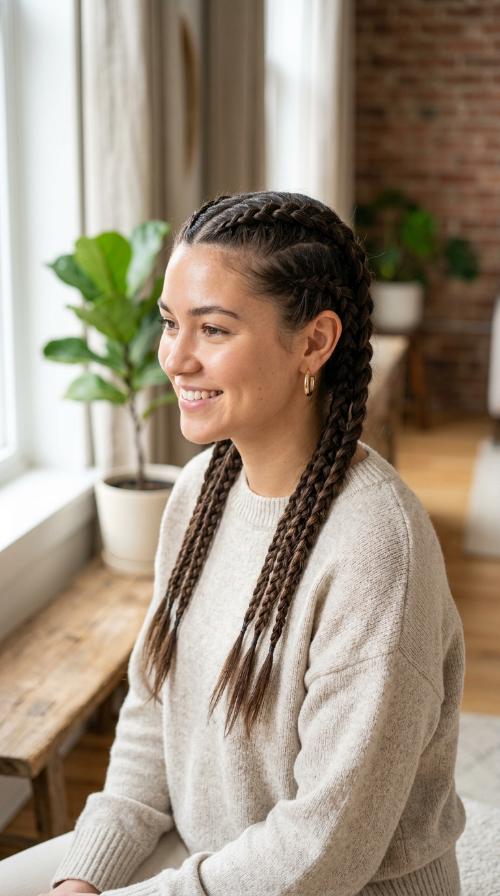 Double Boxer Braids
