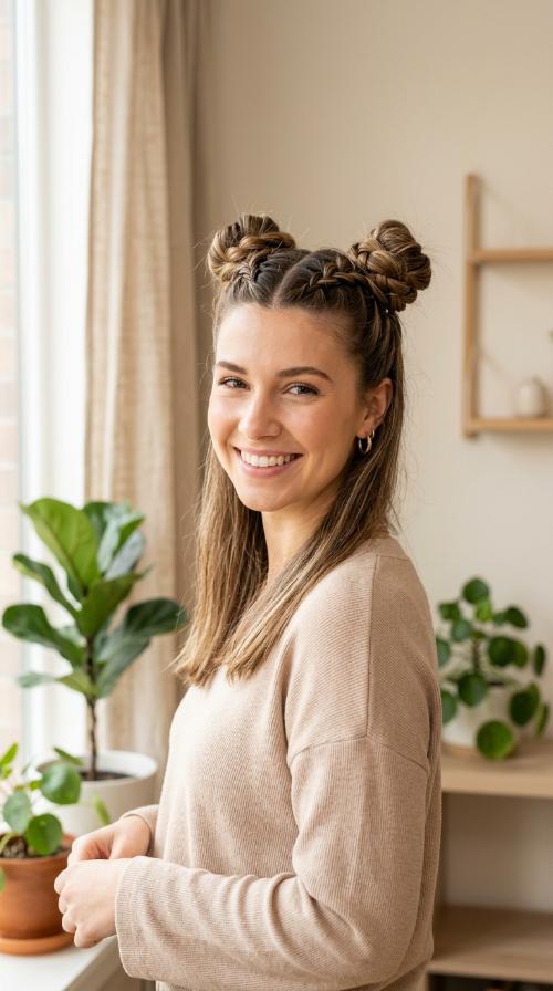 Double Braided Space Buns