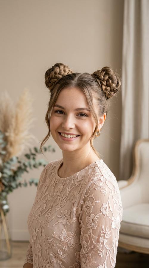 Double Braided Space Buns