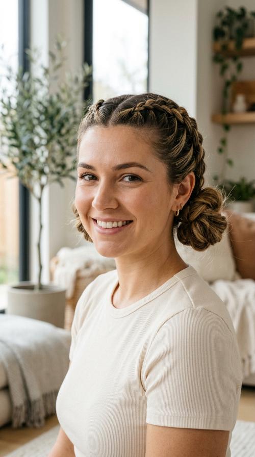 Double Dutch Braids into Buns