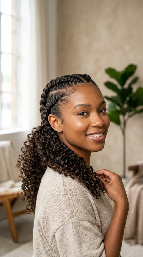 Double Dutch Braids into Curls