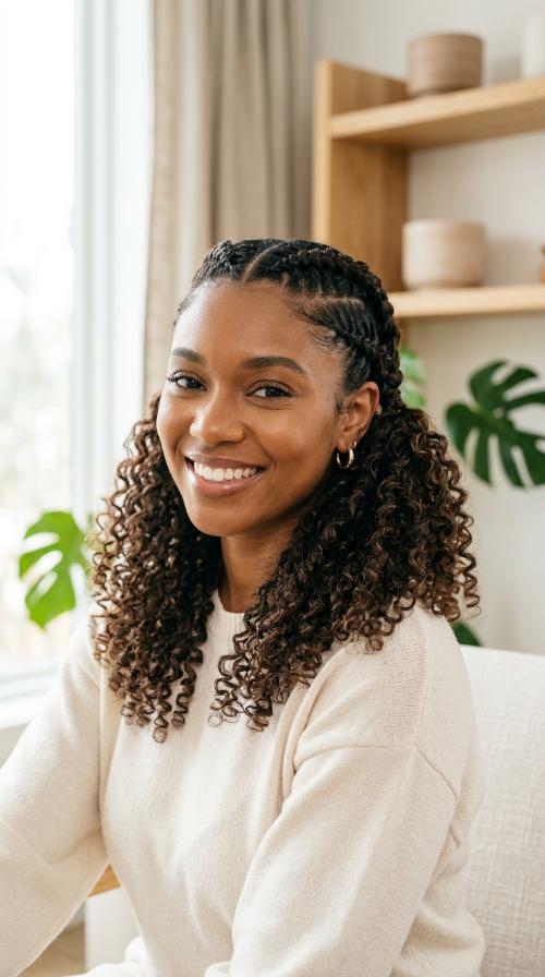 Double Dutch Braids into Curls