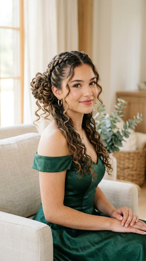 Double Dutch Braids into Curly Buns