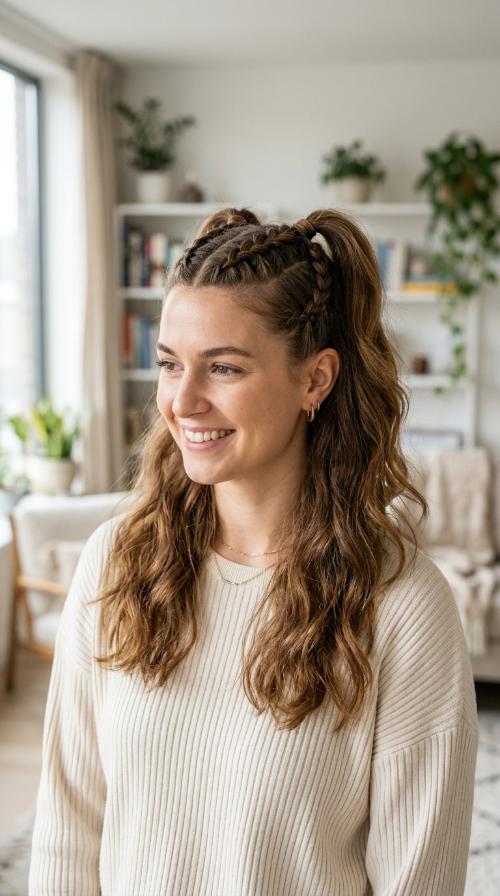 Double Dutch Braids into Half Ponies