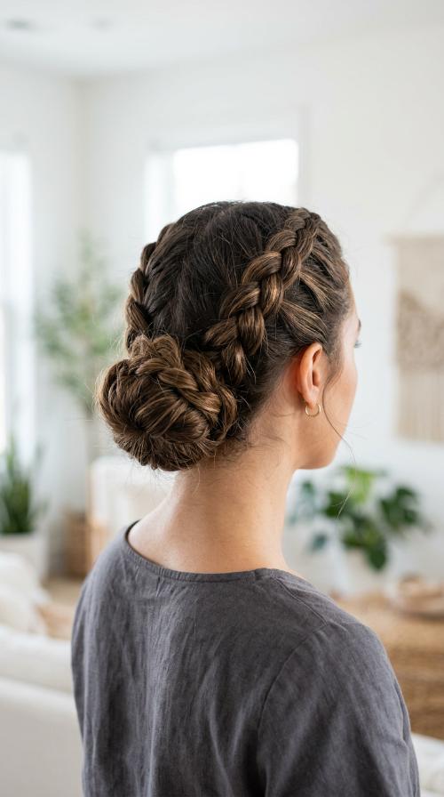 Double Dutch Braids to Bun