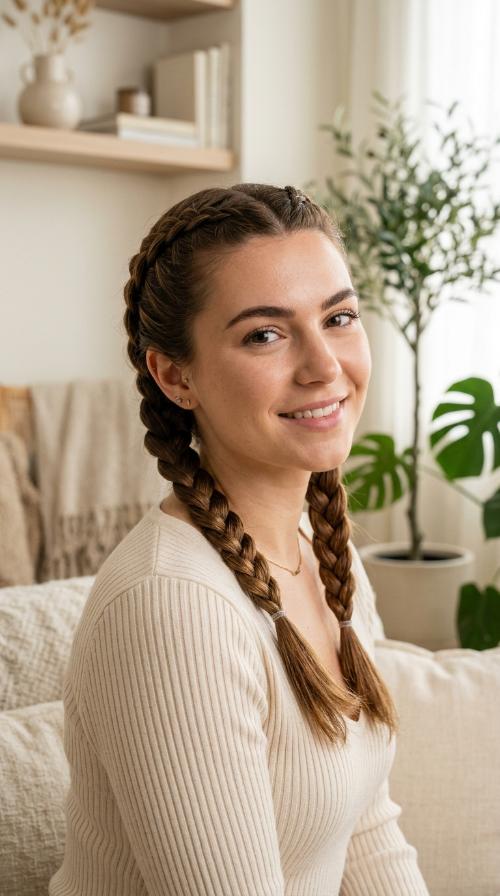 Double French Braid Pigtails