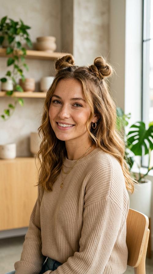 Double Space Bun Half-Up