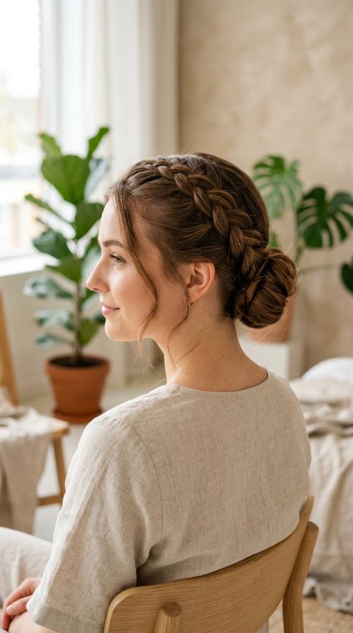 Dutch Braid into Bun
