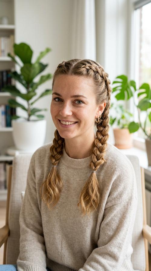 Dutch Braid Pigtails