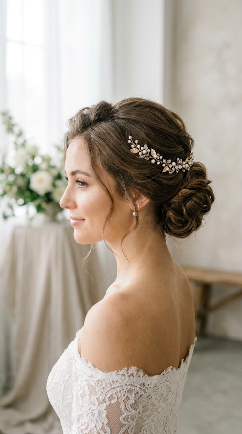 Elegant Chignon with Hair Jewelry