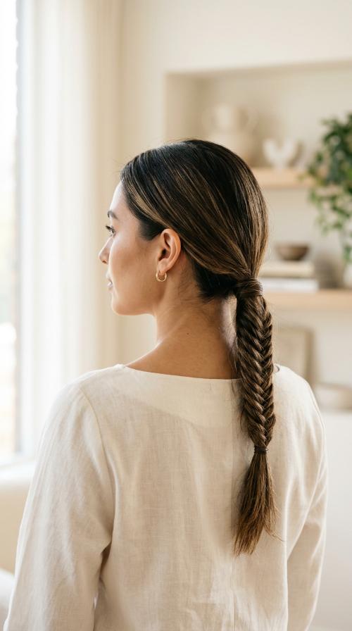 Elegant Fishtail Low Ponytail