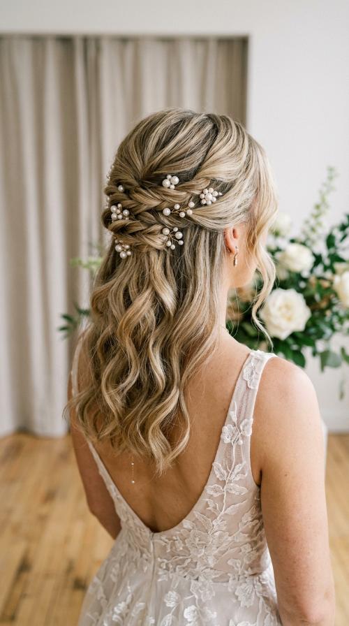 Elegant Pearl Pin Tucked Back