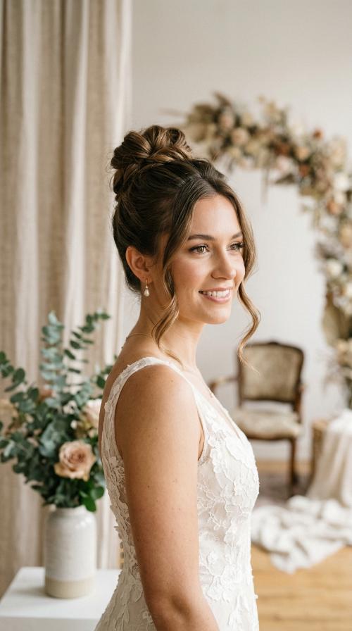 Elegant Top Knot with Tendrils