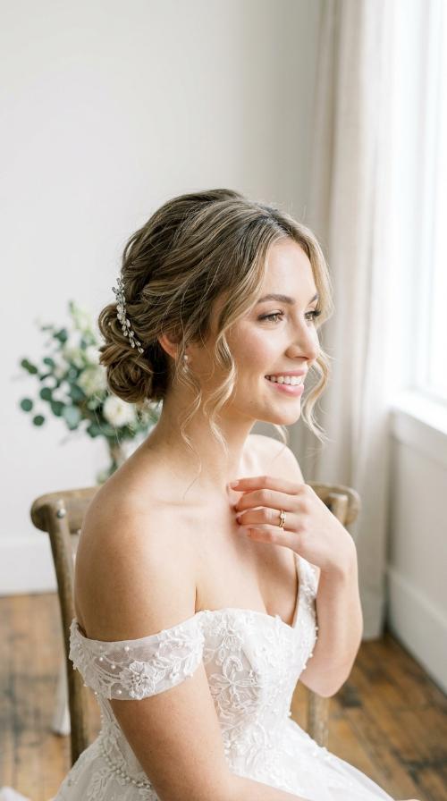 Ethereal Wispy Bun with Face-Framing Tendrils