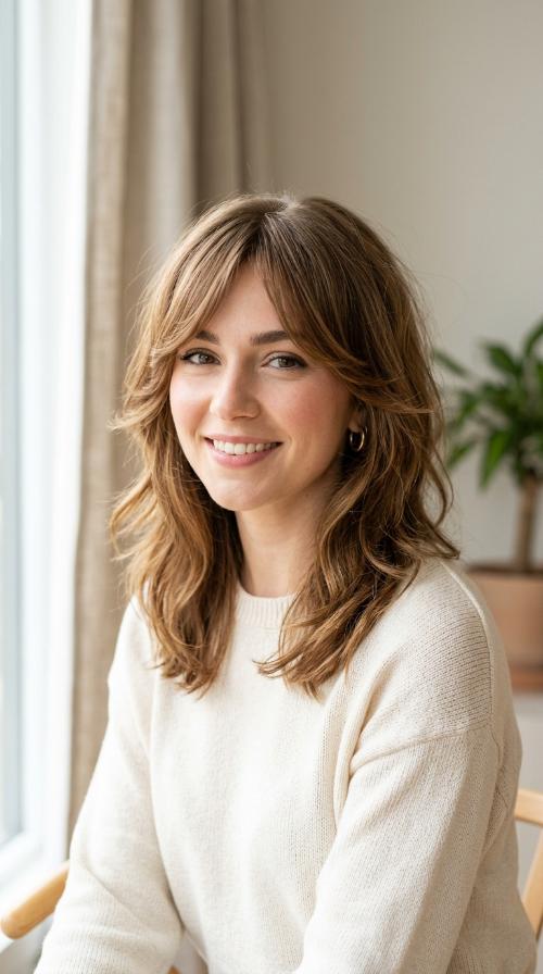 Face-Framing Feathers with Side-Swept Bangs