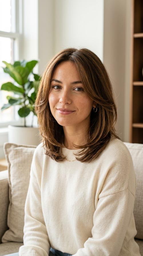 Face-Framing Layered Midi Bob