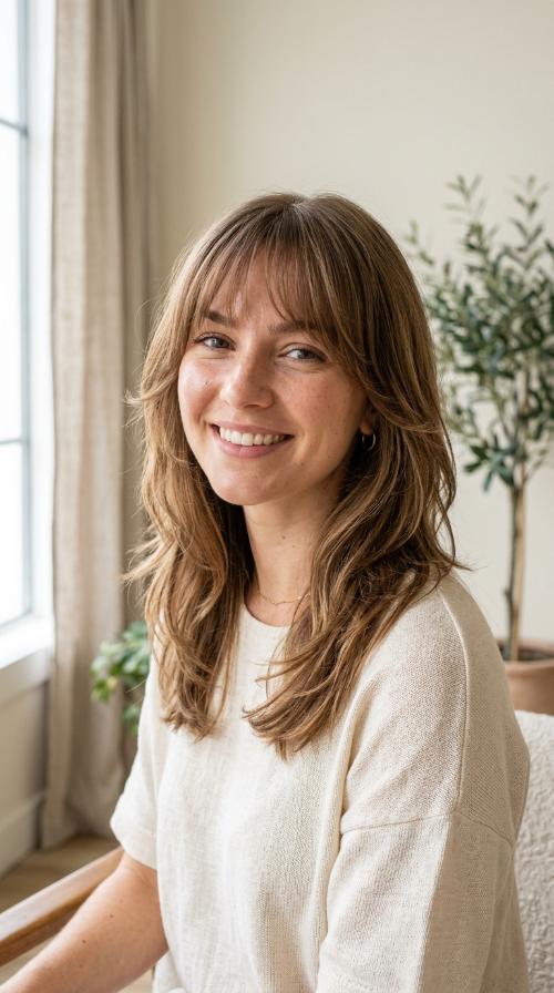 Face-Framing Layers with See-Through Bangs