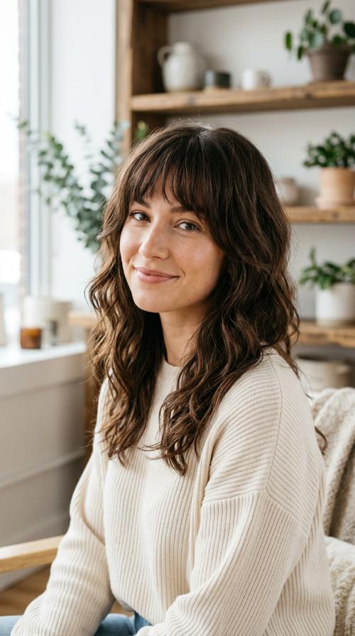 Face-Framing Layers with Tapered Bangs