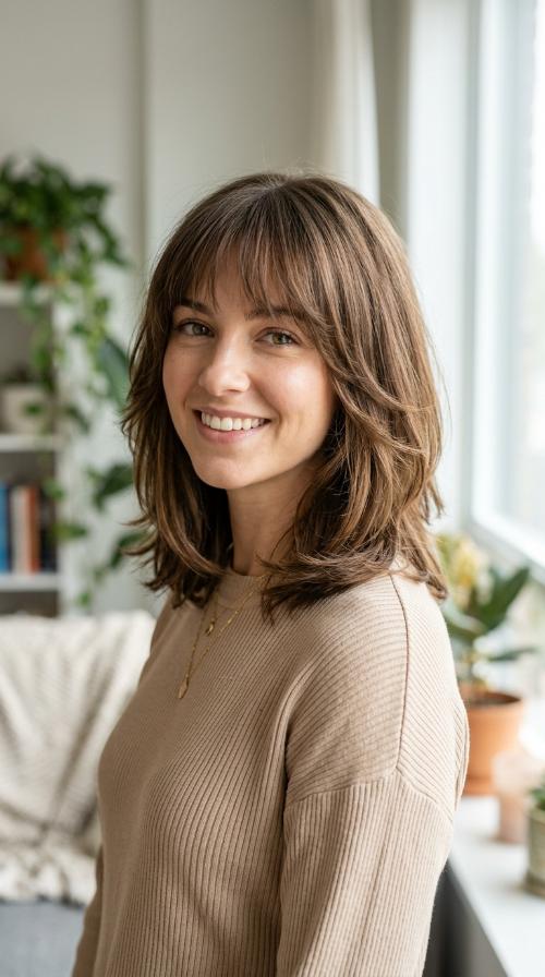 Face-Framing Layers with Wispy Bangs