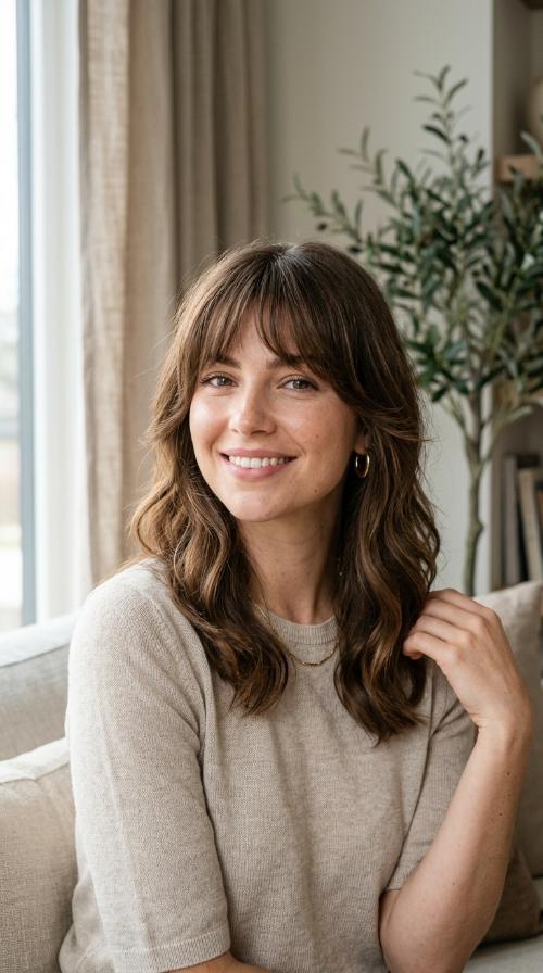 Feathered Bangs with Face-Framing Layers