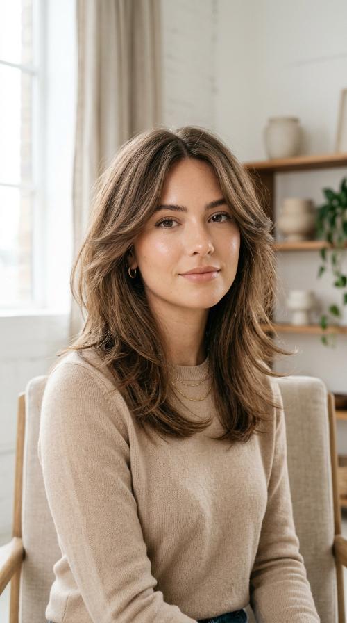 Feathered Ends with a Middle Part