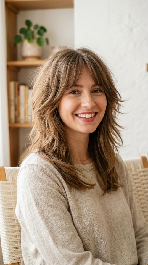 Feathered Ends with Long Layered Bangs