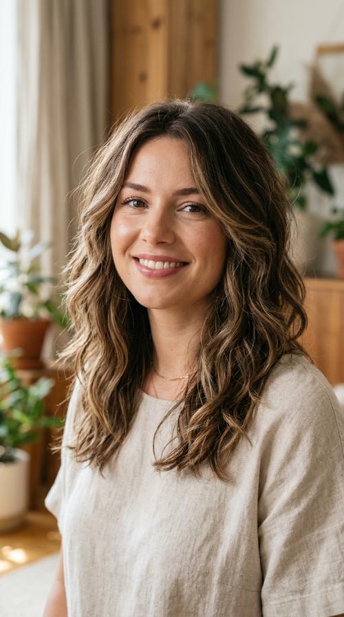Feathered Layers for Fine Wavy Hair