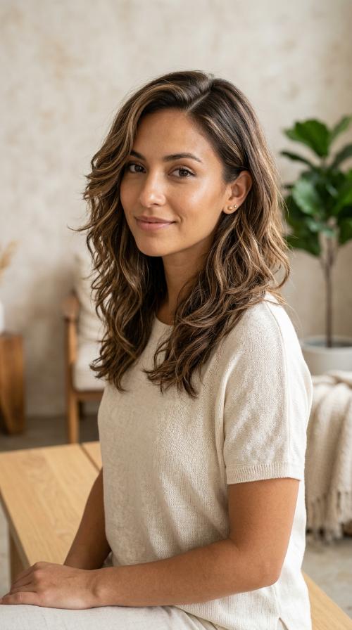 Feathered Layers with a Side Part