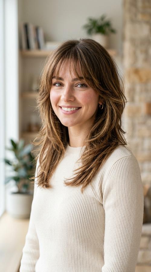 Feathered Layers with See-Through Bangs