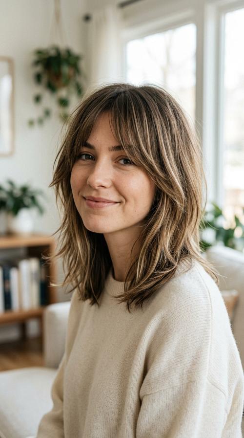 Feathered Layers with Sun-Kissed Highlights