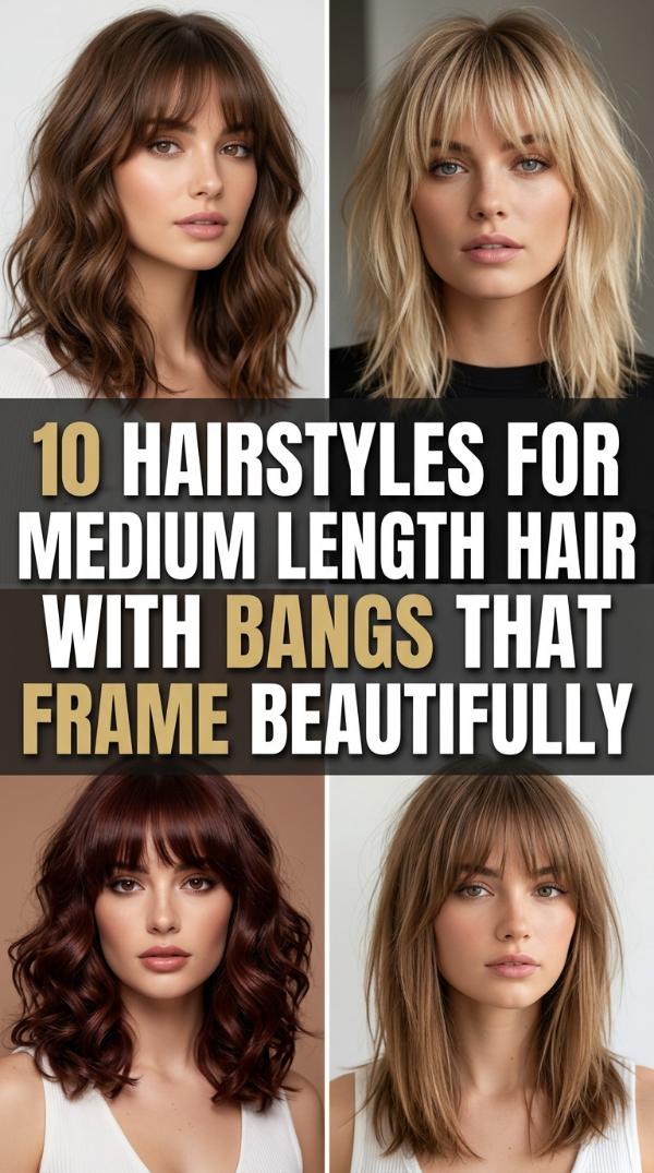10 Hairstyles for Medium Length Hair With Bangs That Frame Beautifully